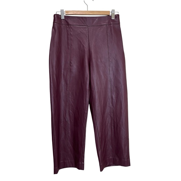Anne Taylor Petite The Petite Faux Leather Easy Straight Crop Pant - Picture 2 of 16